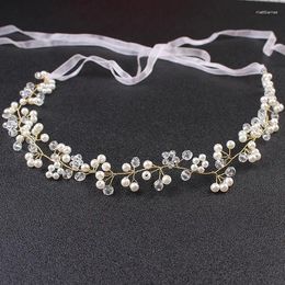 Hair Clips Fashion Bridal Pearl Crystal Flower Hairband Women Wedding Wreath Bride Garland Head Hoop Headbands Jewelry