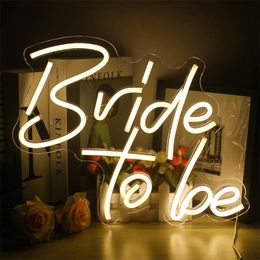 Bride To Be Wedding Neon Sign Light Party Store Decor Light Mural Romantic Valentines Day Wall Decoration Neon LED Light USB 240517