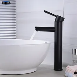 Bathroom Sink Faucets Quality Brass Matte Black Basin Faucet Water Mixer And Cold Tapware Single Handle Deck Mounted