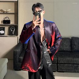 Men's Suits Trendy Blazer Liquid Metal Multi Colour Suit Jacket Personalised Male Double Breatsed Clothing 2024 Autumn 9C1345