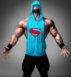 Men039s Loose Gym Fitness Hooded Tank Tops For Men Print Sleeveless Beauty Bodybuilding Workout Sports TShirts Vests Under2297538