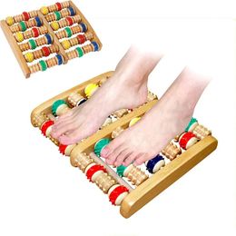 Wooden Foot Massager Roller Acupressure Relax Massage Pain Stress Relief Shiatsu Feet Care Wholesale 240516