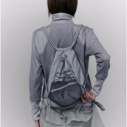 Backpack Y2K Detachable Net Travel Bag Streetwear Sport Korean Fashion Nylon Drawstring Tote Casual Preppy High-Capacity