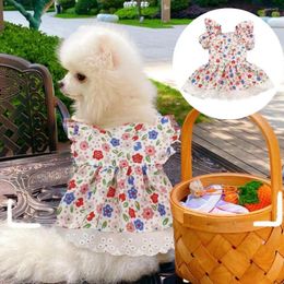 Dog Apparel Pet Skirt Sweat-absorbent Comfortable Touch Dress Up Floral Printing Accessory