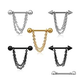 Nipple Rings Stainless Steel Piercing Set 14G Piercings Tongue Barbell Bk Crystal Nipples Ring Drop Delivery Jewelry Body Dhfgl