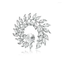 Brooches Shining Round Flower For Women Unisex Crystal Big Party Office Brooch Pin Gifts