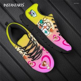 Casual Shoes Kawaii Love Print For Women Fashion Gradient Sport Sneaker 2024 Breathable Mesh Jogging Female Flats