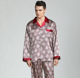 Mens Silk Satin Pajamas Set Spring Summer Long Sleeve Cardigan Male Satin Sleepwear Plus Size XXXL Pyjamas Hombre Suit95662706104902