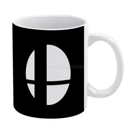 Mugs Super Smash Bros Logo White Mug 11 Oz Funny Ceramic Coffee/Tea/Cocoa Unique Gift Ssb Link Ninten