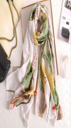 Twill Silk Scarves for Women Designer Floral Pashmina Stole Ladies Long Bandana Femme Silk Turkish Foulard Hijab Shawl Scarf New7135863