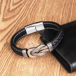 Bangle Light Luxury Fashion Genuine Leather Stainless Steel Bracelet For Men Magnetic Clasp