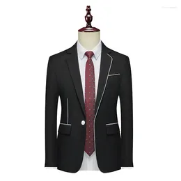 Men's Suits Korean Fashion Business Blazer Jacket Comfortable Gentleman Elegant Colorblock Casual Slim Wedding Dress