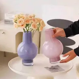 Vases Modern Minimalist Mediaeval Vase With A Sense Of High-end Art Magnetic Pink Glazed Flower Arrangement Decoration