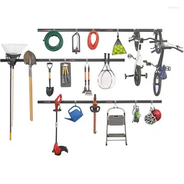 Hooks Rubbermaid 24-Piece FastTrack Garage Wall-Mounted Storage Kit 6 Rails And 18 For Home/House/Tool/Sports/Equipment
