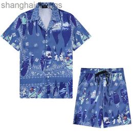 Trend branded Amirirs costumes sets for men high quality designer clothes Summer trendy brand mens floral shirt cardigan fashion short sleeved two-piece set