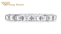 Wong Rain 925 Sterling Silver Emerald Cut Created Moissanite Gemstone Diamonds Wedding Engagement Ring Fine Jewellery Whole Y1129809647