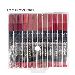 Lip Pencils 12Pcs/Set Waterproof Lipstick Pencil Set Matte Kit Long Lasting Makeup Easy To Wear Drop Delivery Health Beauty Lips Dhupi