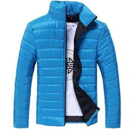 Fall2015 New Fashion Winter Warm Mens Jacket Solid Stand Collar Zipper Fly Thin Breathable High Quality Plus Size Coat SH15187239435