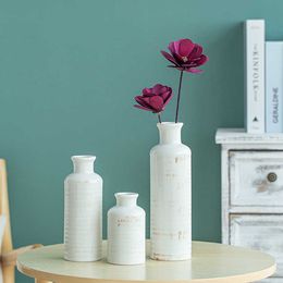 Vases Ceramic vase with a high-end sense Instagram style set pastoral insertion dried flower home decoration handicraft ornaments H240517