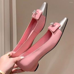 Casual Shoes Women's Genuine Leather Kitten Heel Pointed Toe Slip-on Pumps Elegant Ladies Daily Slim Dress Heels Mix Color 2024 Spring