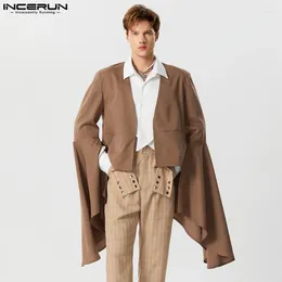 Men's Suits Fashion Casual Style Tops INCERUN Men Personality Collarless Blazer All-match Long Flared Sleeves Loose Suit Coat S-5XL 2024