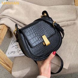 Shoulder Bags 2024 Mini Crossbody Simple Female Travel Handbags Women's Handbag Stone Pattern Pu Leather Saddle For Women