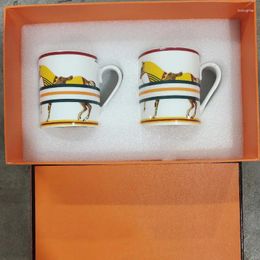 Mugs 2Pcs Set China Ceramic Couple Cup Lover Mug Valentine's Day Wedding Birthday Gift In Box Milk Coffee