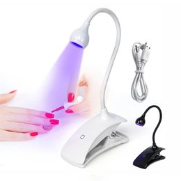Mini UV LED Nail Lamp Light Dryer Ultraviolet Flexible Clip-On Desk USB Gel Polish Nail Lamp 360° Bendable Table Lamp Design 240507