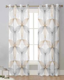 Curtain Modern Art Pattern Brown Tulle Curtains Voile Drapes Sheer Window Bedroom Accessories