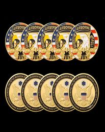 5pcs Non Magnetic American 101St Airborne Division Air Force Challenge Gold Plated Coin 157quot012quot Operation Iraqi 7587222