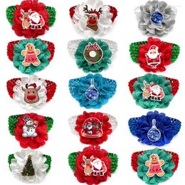 Dog Apparel 50/100pcs Christmas Bowties With Elastic Band Snowman Deer Xmas Style Small Middle Large Collar Pet Grooming Product