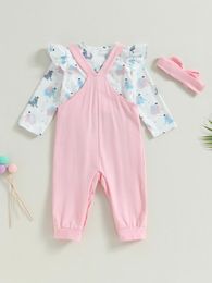 Clothing Sets Cute Infant Girls Outfit Floral Print Bodysuit Ruffled Skirt And Matching Headband For A Stylish Look
