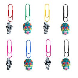 Other Arts And Crafts Fluorescent Skl Head Cartoon Paper Clips Metal Bookmark Nurse Gifts Colorf Memo For Pagination Organise Office S Otqmy