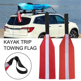 Kayak Safety Flag Oxford Cloth Outdoor Sign Flags Highly Visible Light with Reflective Strip Lanyard Canoe Boat Accessories 240514