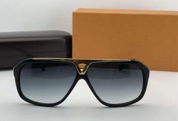 Classic Pilot Evidence Sunglasses for Men Black Gold Grey Shaded Sonnenbrille gafas de sol men sunglasses glasses New with Box9385346