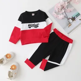 Clothing Sets Fashion Clothes Baby Girl 2 Pcs Set Cotton Letter Patchwork Long Sleeve Tops Trousers Sport Warm Outfit 0-18M
