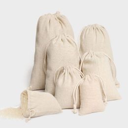 Jewellery Linen Drawstring Pouches 8x10cm 9x12cm 10x15cm 13x17cm 15x20cm 20x30cm Party Candy Sack Cotton Gift Packaging Bags 236U