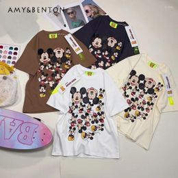 Women's T Shirts Potdemiel 2024 Spring And Summer Temperament Youthful-Looking Cartoon Beaded Printed Pullovers Loose-Fitting Casual