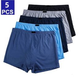 5pcs/Lot Large Size Mens Panties High Rise Loose Men Underwear Boxer Shorts 100 Cotton Mens Boxers Man Pack Underpants For Men 240518