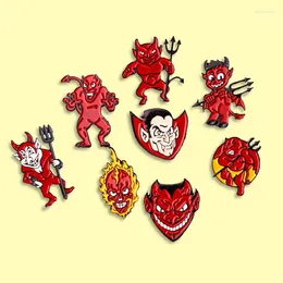 Brooches Flame Demon Enamel Pins Red Hell Shura Badge Denim Clothes Bag Lapel Pin Fashion Jewellery Gift For Friends Men
