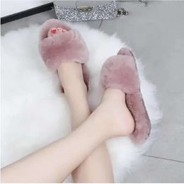 Sandals Fluff Women Chaussures Grey Grown Pink Womens Soft Slides Slipper Keep Warm Slippers Shoes Size 36-40 05 6442 s s
