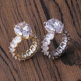 Cluster Rings R017 Bling Zircon Ring Brass Cubic Iced Fashion Hip Hop Jewelry