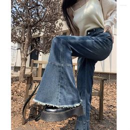 Women's Jeans Fashion Harajuku Cargo Pants Women Blue Y2k Streetwear Tassel Wide Leg Trousers Vintage 90s High Waist Flared