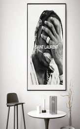 Canvas painting Watercolor Black White Music Star Rap Hip Hop Rapper Fashion Model Art Painting Wall Home Decor Pictures for Livin4782695