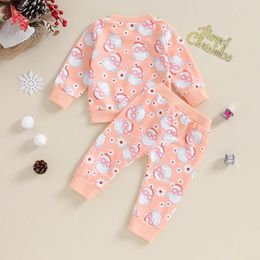 Clothing Sets Baby Girl Outfits Born Christmas Santa Claus Print Long Sleeve Round Neck Sweatshirt And Pants Set Toddler 2 Piece Suits