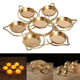 Candle Holders 1PC Butter Lamp Holder Seven-star Candlestick Buddhist Lotus Metal For Buddha