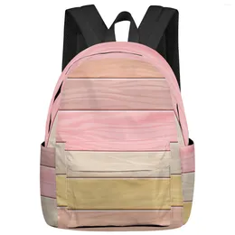 Backpack Wood Grain Candy Pink Women Man Backpacks Waterproof Travel School For Student Boys Girls Laptop Book Pack Mochilas