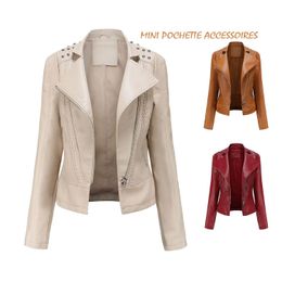 Womens Leather Faux 0C580M09 Coats Spring And Autumn Jackets Slim Fit Thin Motorcycle Suit With Diy Accessories Drop Delivery Appar Dhpif