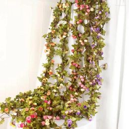 Decorative Flowers 220cm Rattan Artificial Ivy Wedding Party Wall Hanging Garland Home Garden Decoration 5 Colors Silk Flower Head Festival