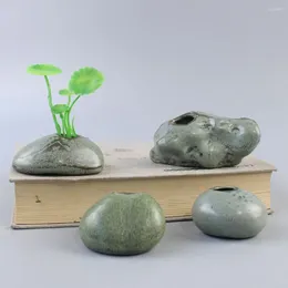 Vases Multi Shape Ceramic Zen Mini Stone Ornaments DIY Home Hydroponic Green Plants Small Vase Living Room Decoration